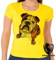 Baby look blusa feminina cachorro bulldog Buldogue raça canina - Foto 3