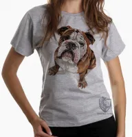 Baby look blusa feminina cachorro bulldog Buldogue raça canina - Foto 6