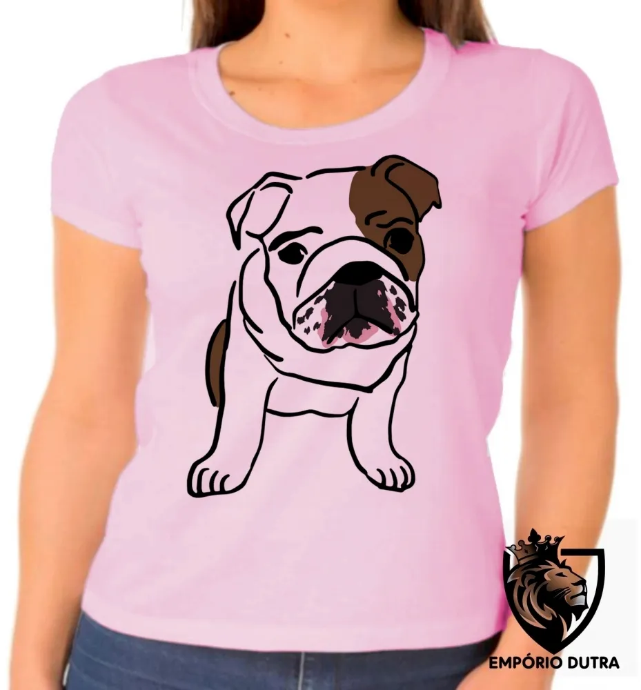 Baby look blusa feminina cachorro cão dog bulldog Buldogue