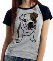 Baby look blusa feminina cachorro cão dog bulldog Buldogue - Foto 4