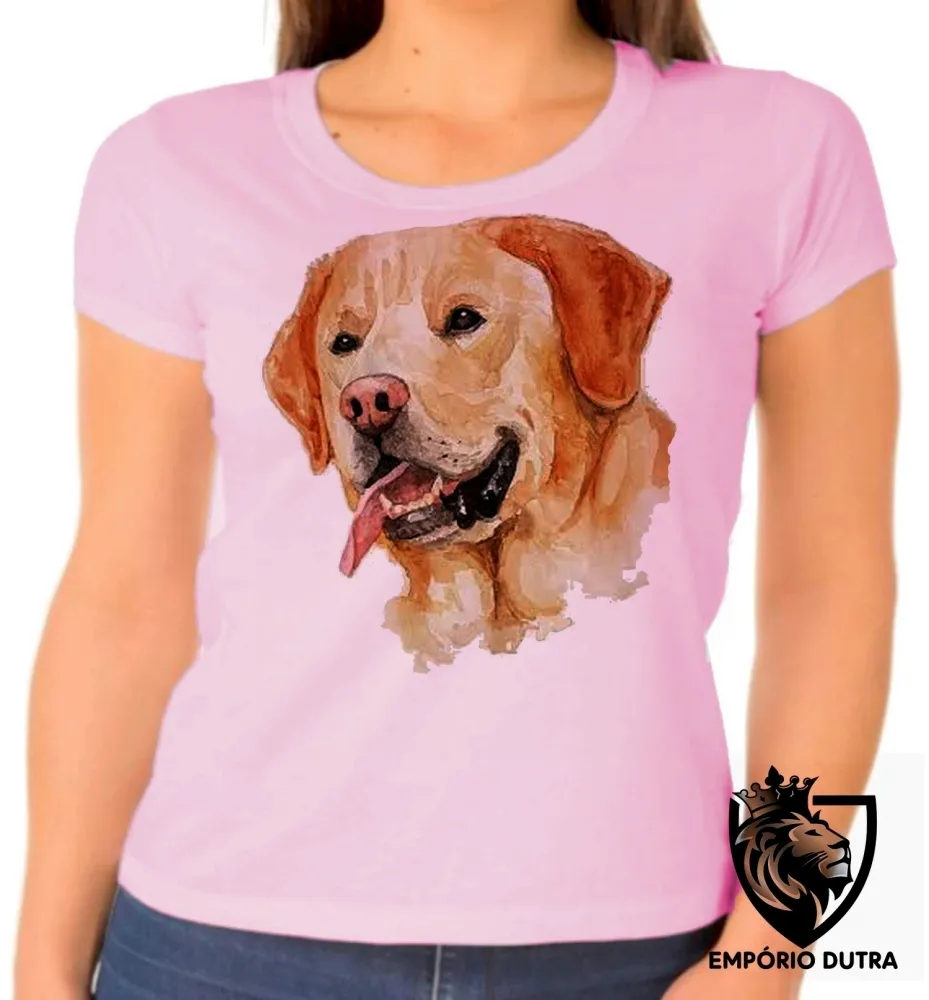 Baby look blusa feminina cachorro cão dog labrador caramelo amarelo Imagem