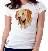 Baby look blusa feminina cachorro cão dog labrador caramelo amarelo - Foto 2