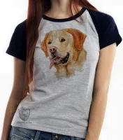 Baby look blusa feminina cachorro cão dog labrador caramelo amarelo - Foto 6