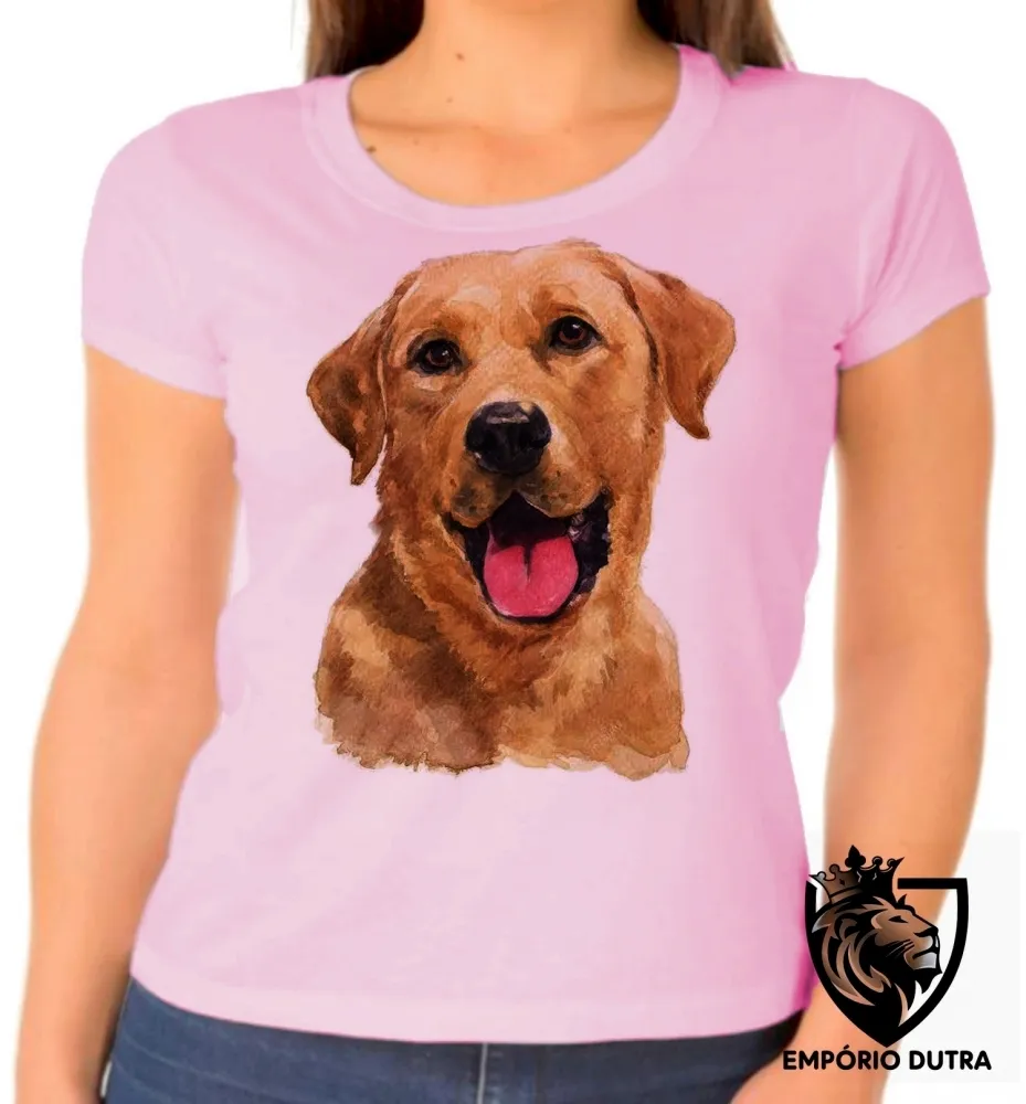 Baby look blusa feminina cachorro cão dog labrador caramelo raça show