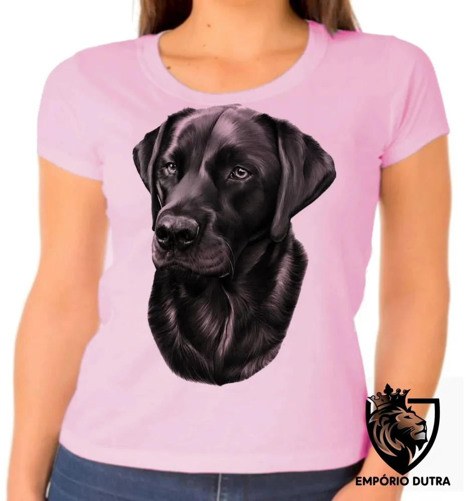 Baby look blusa feminina cachorro cão dog labrador preto raça