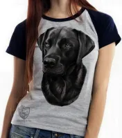 Baby look blusa feminina cachorro cão dog labrador preto raça - Foto 4
