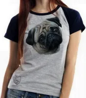 Baby look blusa feminina cachorro cão dog pug raça canina - Foto 4