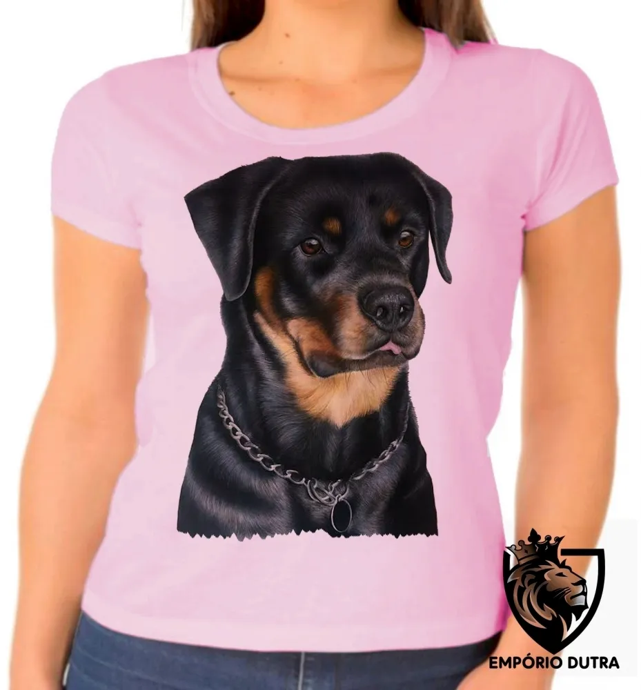 Baby look blusa feminina cachorro cão dog rottweiler black raça Imagem