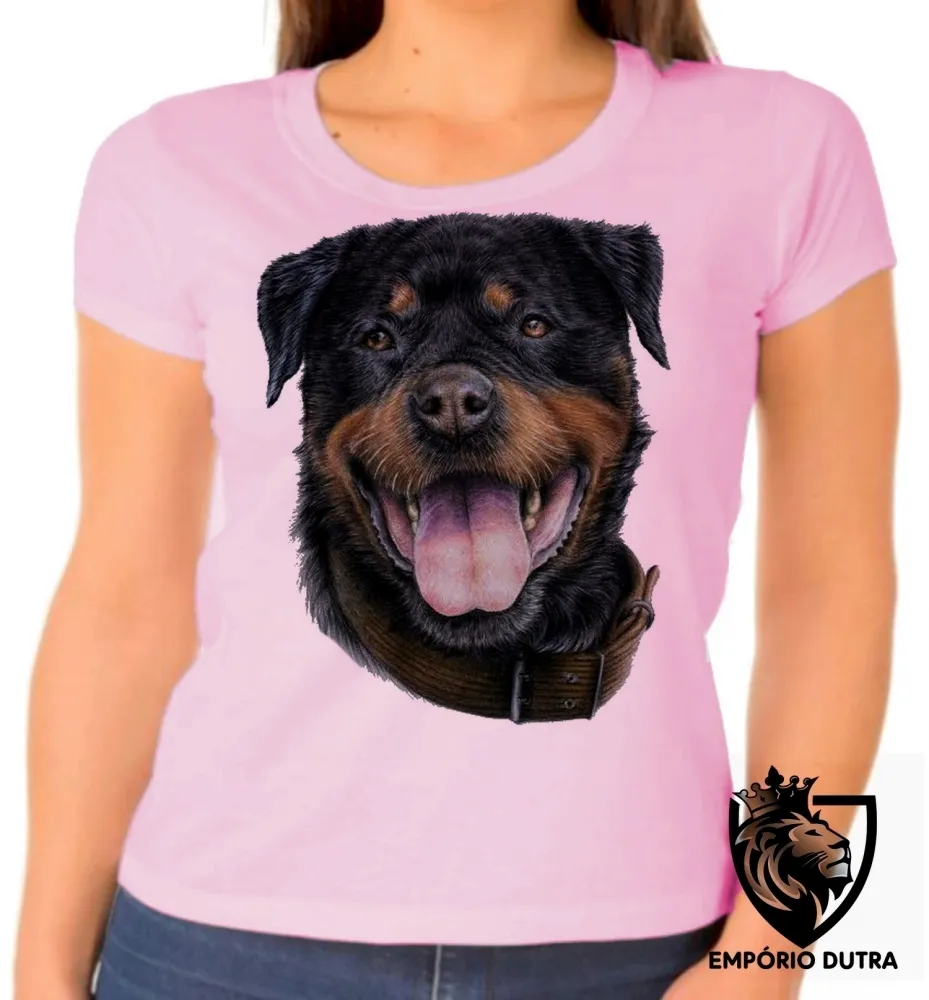 Baby look blusa feminina cachorro cão dog rottweiler raça canina