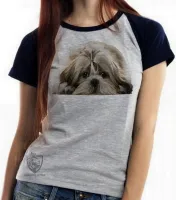 Baby look blusa feminina cachorro cão dog Shih tzu raça canina - Foto 4