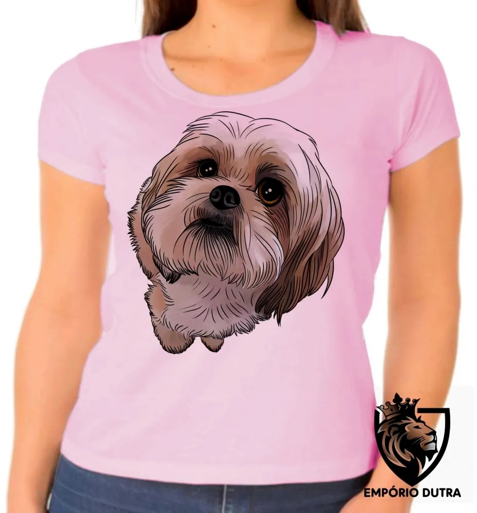 Baby look blusa feminina cachorro cão dog Shih tzu raça fofo lindo
