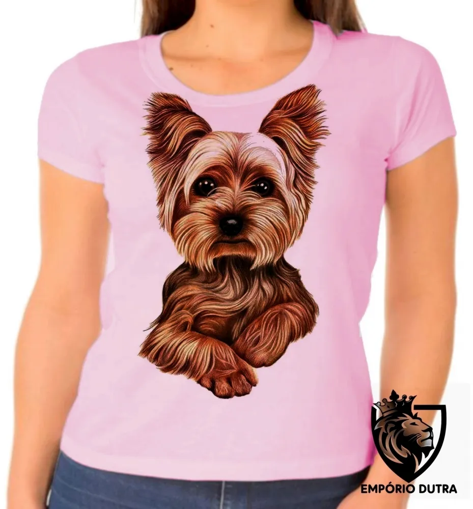Baby look blusa feminina cachorro cão dog Yorkshire fofo raça Imagem