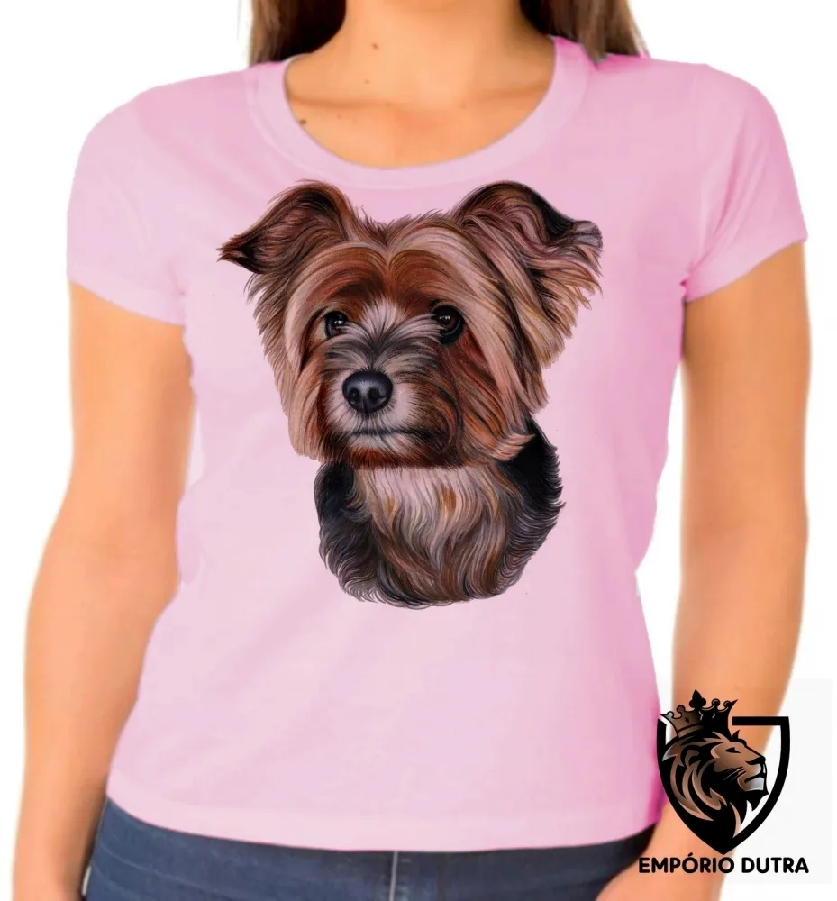 Baby look blusa feminina cachorro cão dog Yorkshire terrier raça Imagem