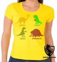 Baby look blusa feminina Dinossauros carnivoro vegetariano vegano - Foto 3