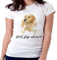 Baby look blusa feminina dont stop cachorro golden retriever - Foto 2