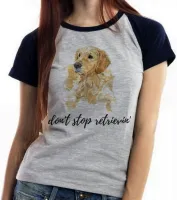 Baby look blusa feminina dont stop cachorro golden retriever - Foto 4