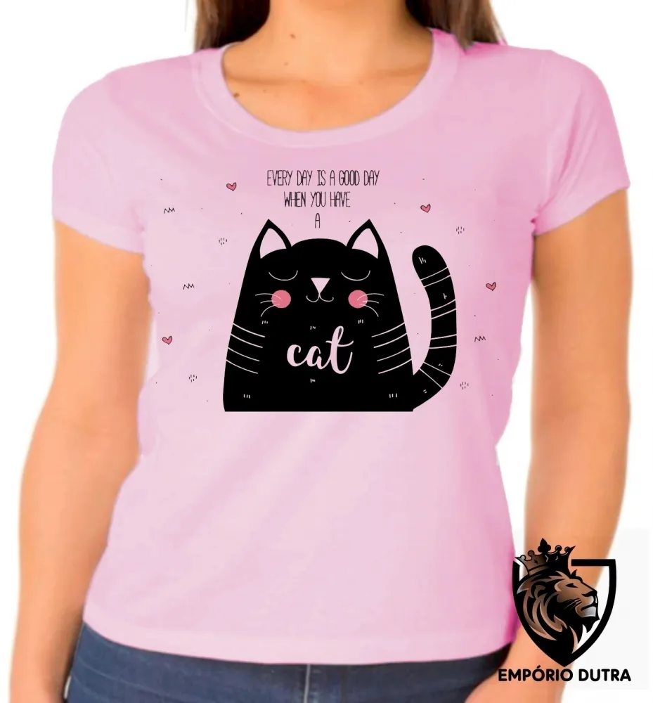 Baby look blusa feminina Every day is a good gato cat
