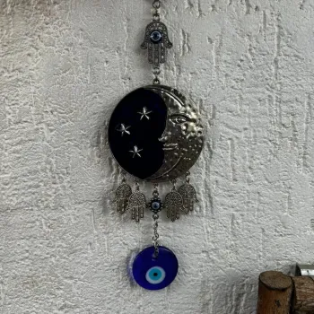 Amuleto Olho Grego Lua c/ Mão Hamsa
