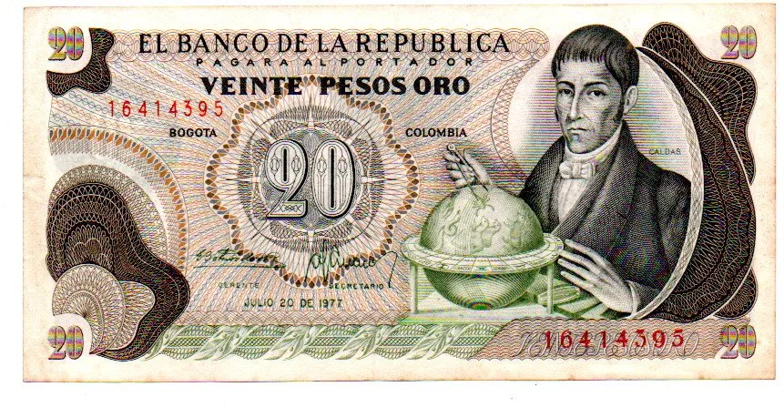 Colômbia - 20 Pesos - Cédula Estrangeira - MBC/Sob