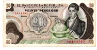 Colômbia - 20 Pesos - Cédula Estrangeira - MBC/Sob