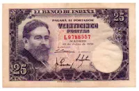 Espanha - 25 Pesetas - Cédula Estrangeira - MBC/Sob
