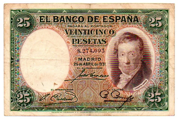 Espanha - 25 Pesetas - Cédula Estrangeira - MBC