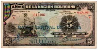 Bolívia - 5 Bolivianos - Cédula Estrangeira - MBC