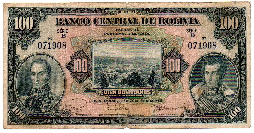 Bolívia - 100 Bolivianos - Cédula Estrangeira - BC