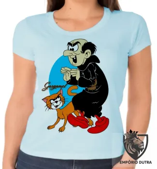 Baby look blusa feminina Gargamel bruxo vilão smurfs gato - Foto 2