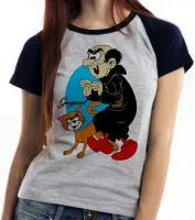 Baby look blusa feminina Gargamel bruxo vilão smurfs gato - Foto 3