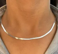  Gargantilha ômega laminada de prata - 40cm  - 210439 - Foto 2