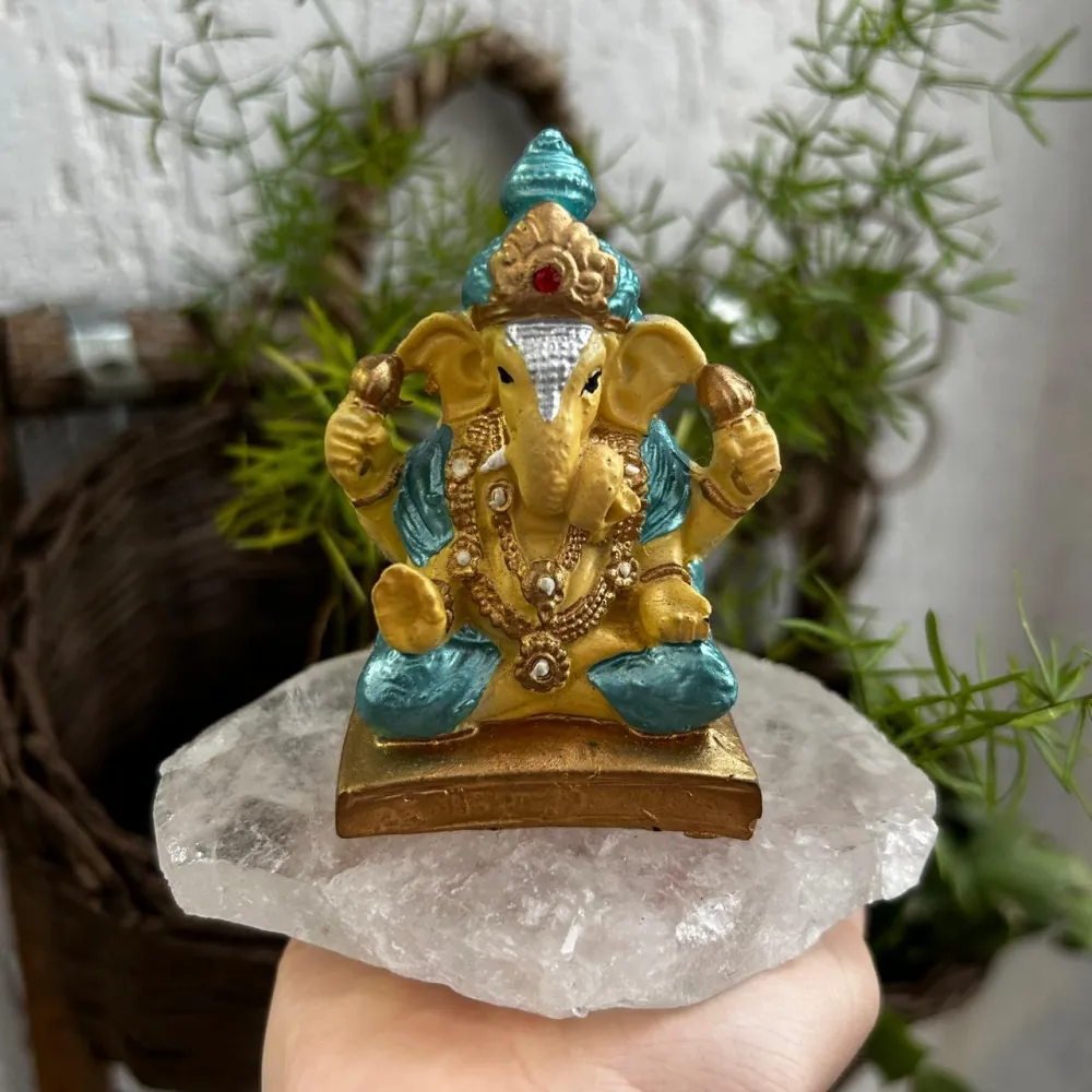 Ganesha Resina Color Peq 8cm Verde