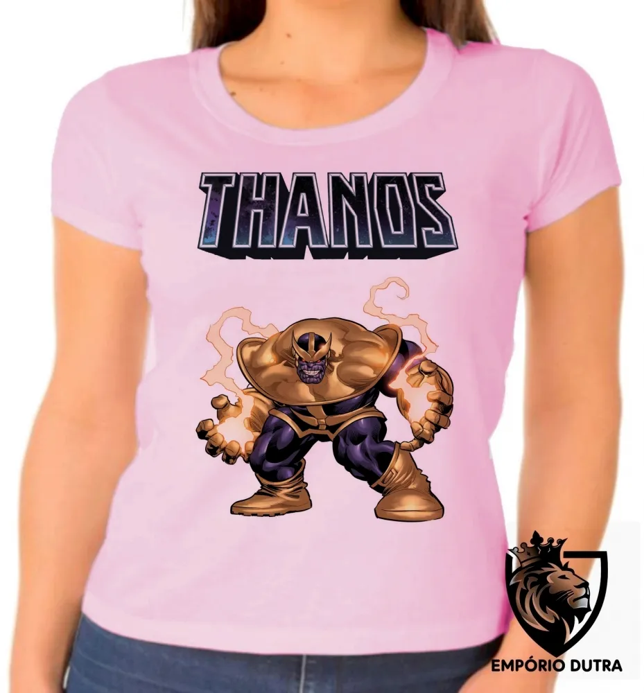 Baby look blusa feminina thanos cartoon vilão vingadores avengers