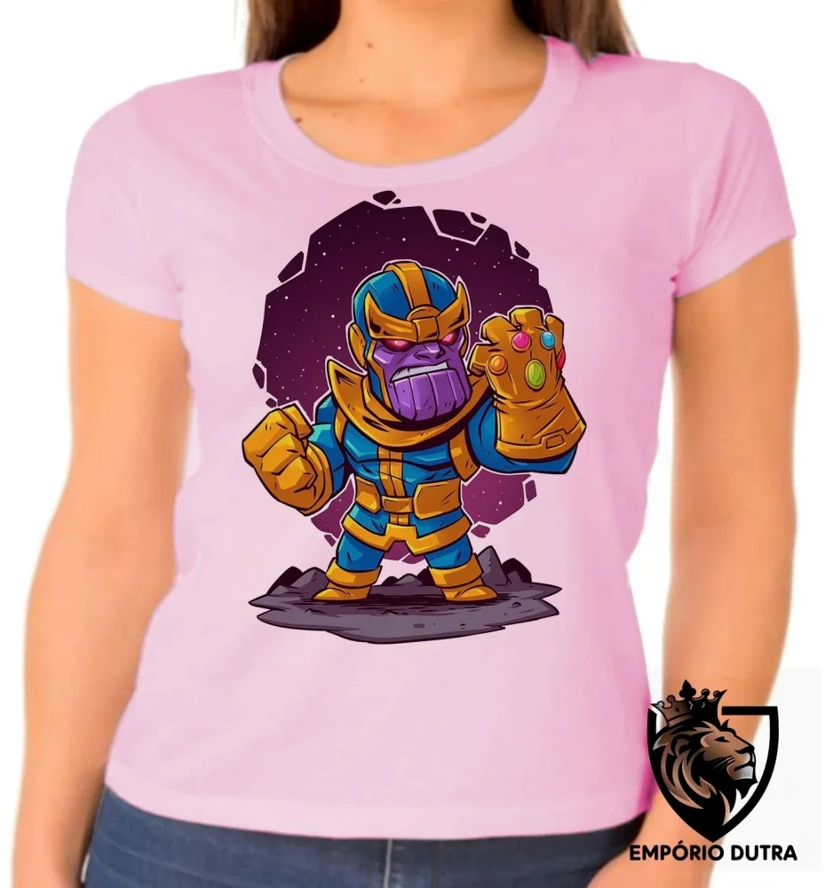 Baby look blusa feminina thanos geek vingadores avengers vilão Imagem
