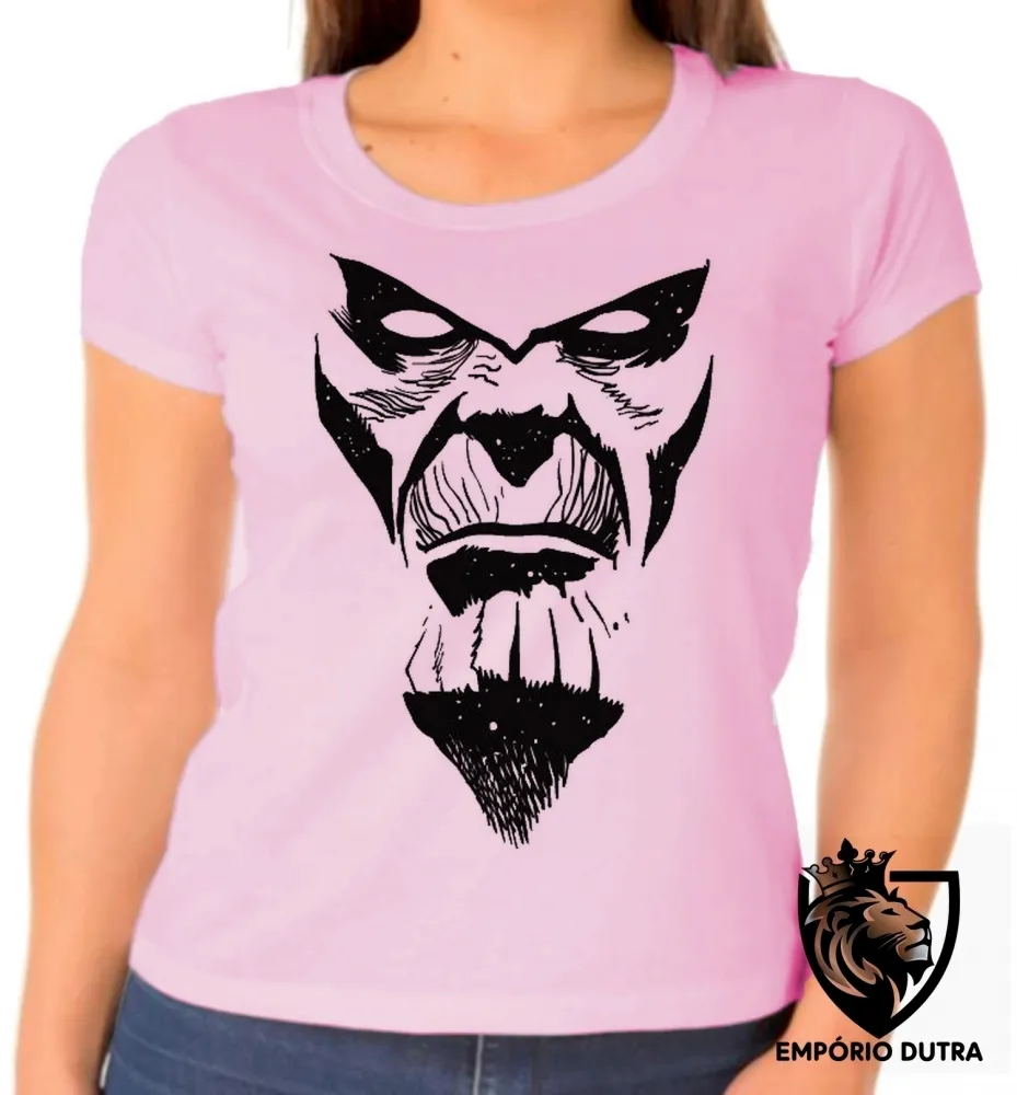 Baby look blusa feminina Thanos rosto vingadores avengers