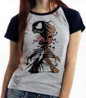 Baby look blusa feminina venom homem aranha groot marvel guardioes galaxia - Foto 6