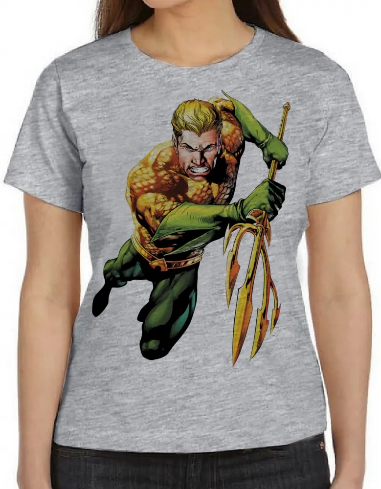 Baby look blusa feminina aquaman super herói liga justiça Imagem