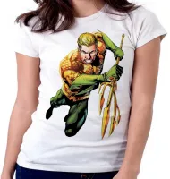 Baby look blusa feminina aquaman super herói liga justiça - Foto 3
