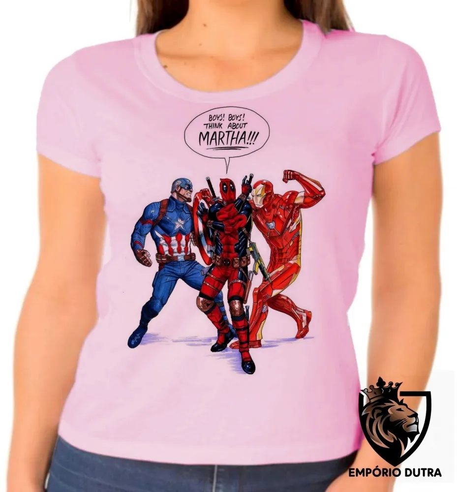 Baby look blusa feminina Boys think about Martha homen ferro capitão