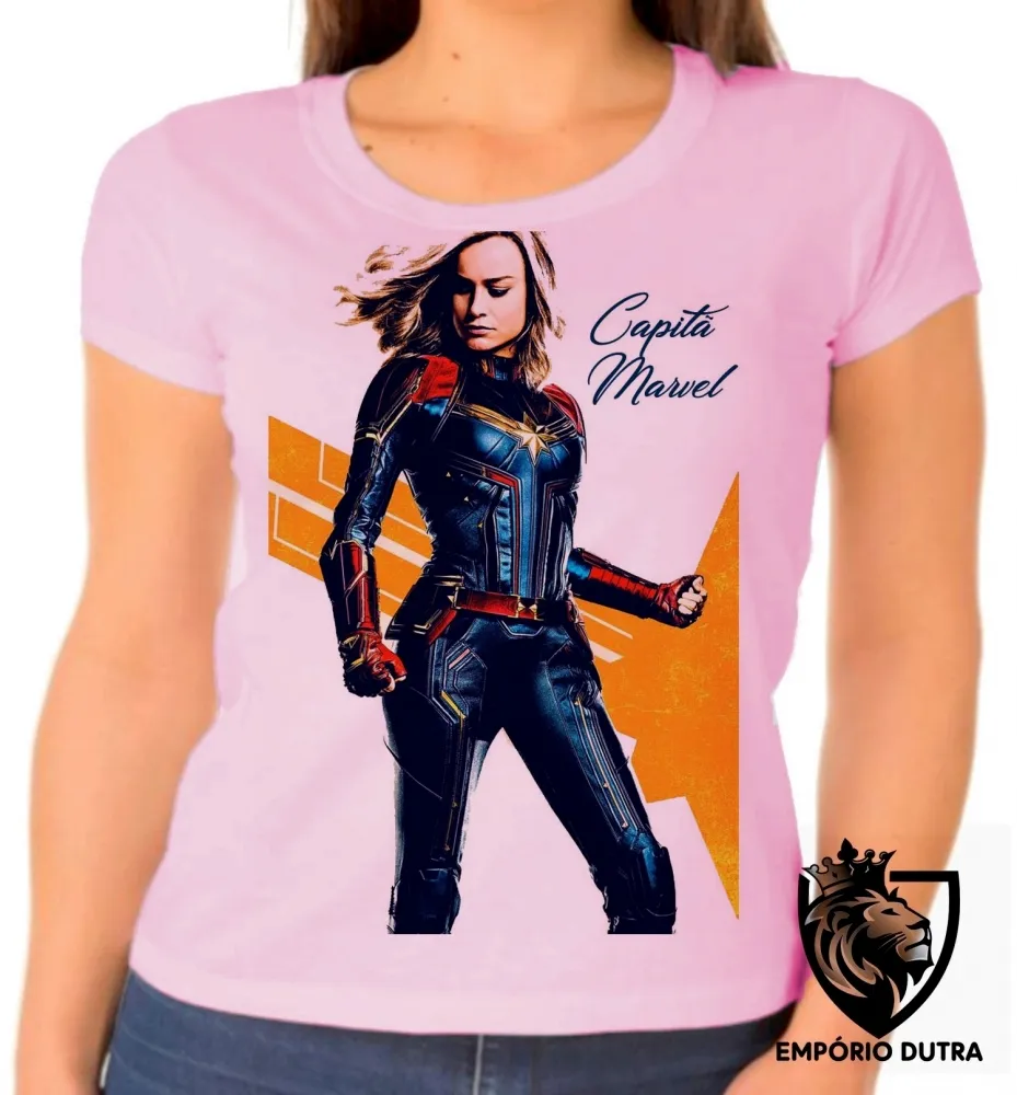 Baby look blusa feminina Capitã Marvel girl vingadores avengers Imagem