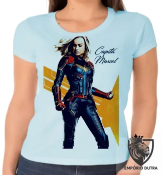 Baby look blusa feminina Capitã Marvel girl vingadores avengers - Foto 2