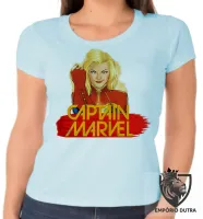 Baby look blusa feminina Capitã Marvel heroi feminina - Foto 2