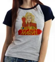 Baby look blusa feminina Capitã Marvel heroi feminina - Foto 4