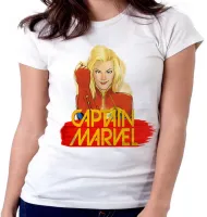 Baby look blusa feminina Capitã Marvel heroi feminina - Foto 5