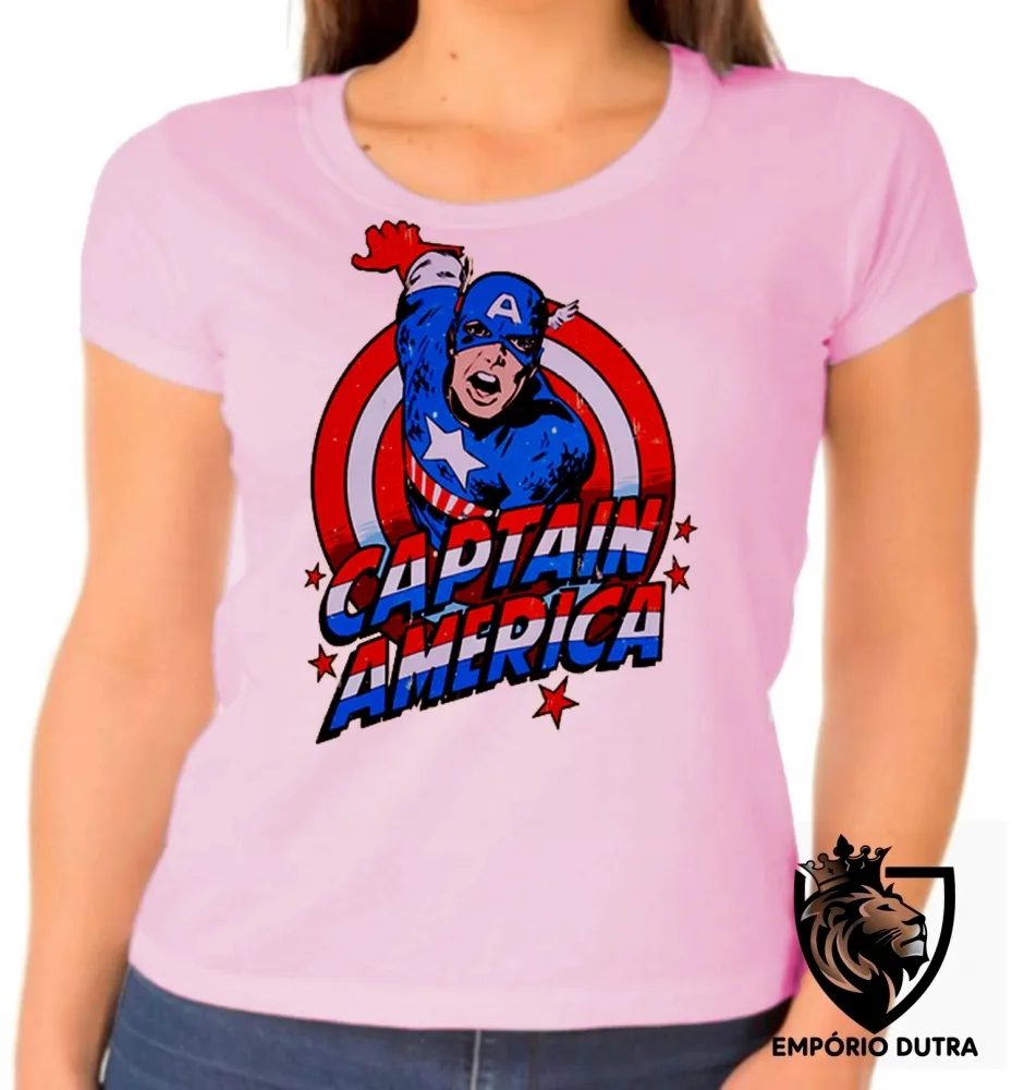 Baby look blusa feminina Capitão américa cartoon marvel Imagem