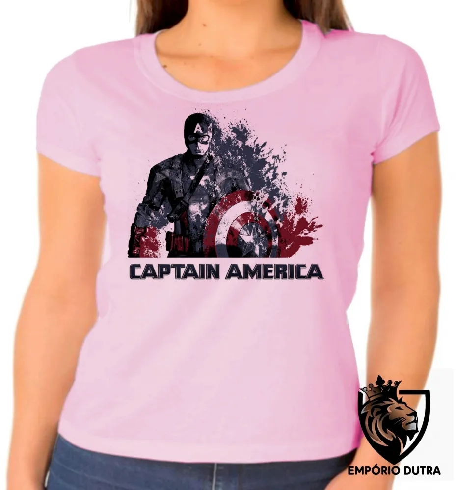 Baby look blusa feminina Capitão América desintegrando Imagem