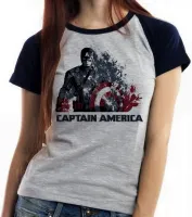 Baby look blusa feminina Capitão América desintegrando - Foto 4