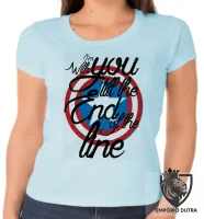 Baby look blusa feminina Capitão América escudo end line - Foto 2