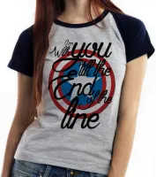 Baby look blusa feminina Capitão América escudo end line - Foto 4