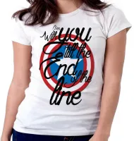 Baby look blusa feminina Capitão América escudo end line - Foto 5